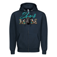 Navy show mom aztec cowhide black angus Zipper Hoodie - Artiststas