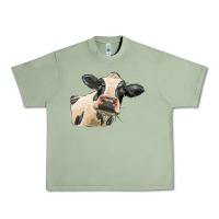 Oil Green holstein heifer face Urban Heavy Tee - LillyAllenDesigns