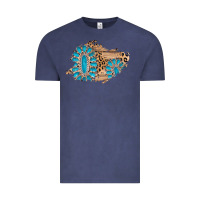 Vintage Denim gemstone wood leopard patch Vintage Tee - AdoDesignShop