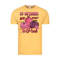 Vintage Mustard In october we wear pink Vintage Tee - NancyCooperArtShop