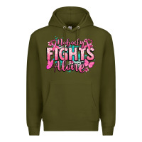 Army Green Nobody fights alone Cancer Awareness Premium Hoodie - HowdyJamesFarm