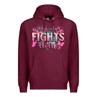 Burgundy Nobody fights alone Cancer Awareness Premium Hoodie - HowdyJamesFarm