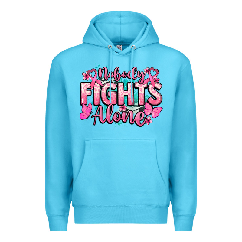 Nobody Fights Alone Cancer Awareness Premium Hoodie by HowdyJamesFarm | Teevron