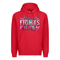 Red Nobody fights alone Cancer Awareness Premium Hoodie - HowdyJamesFarm
