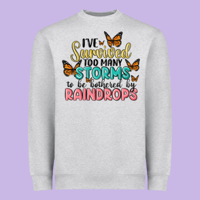 I Have Survived Too Many Storms To Be Bothered By Raindrops Malia Heavyweight Sweatshirt Designed By Maliassmallbusiness
