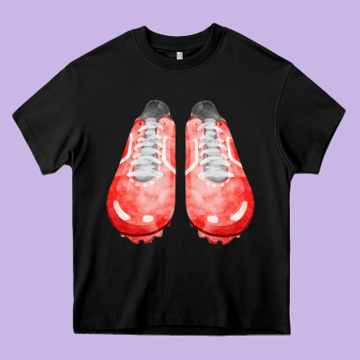 Red Cleats Fa Element 2 Heavy Core Tee Designed By Fadigitalartstudio