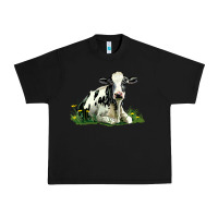 Black holstein cow sitting Urban Heavy Tee - LillyAllenDesigns