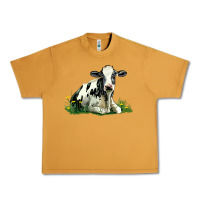 Peanut Butter holstein cow sitting Urban Heavy Tee - LillyAllenDesigns