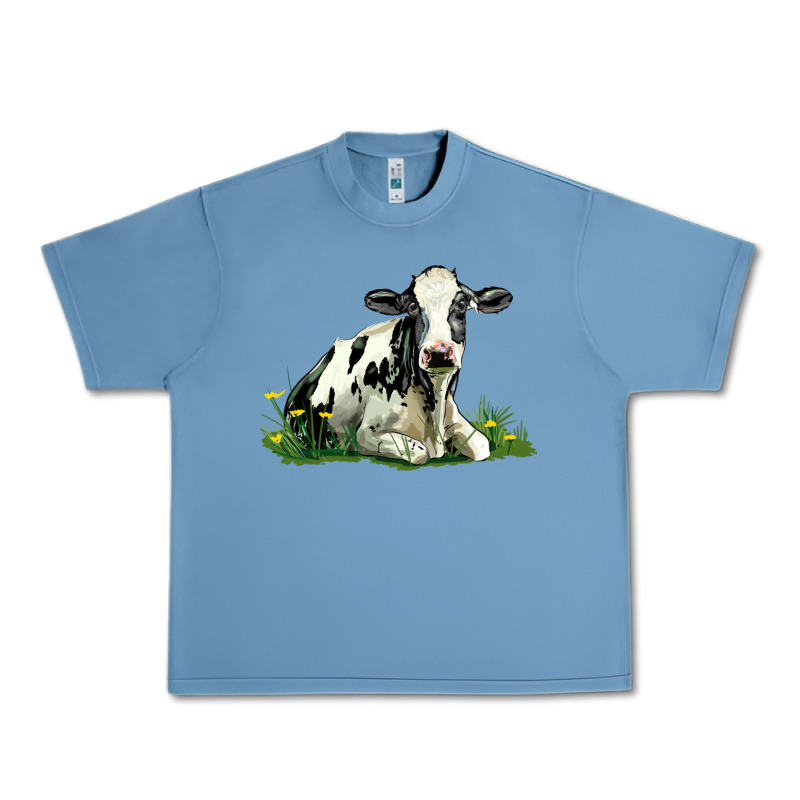 Holstein Cow Sitting Urban Heavy Tee by LillyAllenDesigns | Teevron