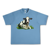 Pebble Blue holstein cow sitting Urban Heavy Tee - LillyAllenDesigns
