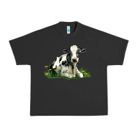 Pigment Black holstein cow sitting Urban Heavy Tee - LillyAllenDesigns
