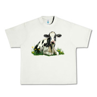 Pistachio holstein cow sitting Urban Heavy Tee - LillyAllenDesigns