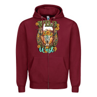 Burgundy wild west Zipper Hoodie - Artiststas