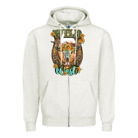 Oatmeal Heather wild west Zipper Hoodie - Artiststas