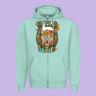 Wild West Zipper Hoodie Designed By Artiststas