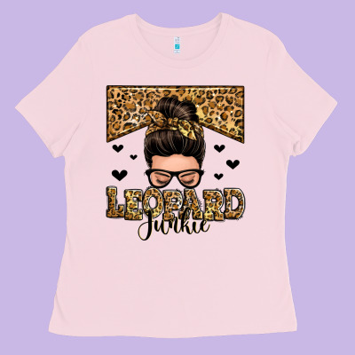 Leopard Junkie Messy Bun Ladies Tee Designed By Zillion Design Studio