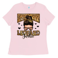 Bubblegum Pink leopard junkie messy bun Ladies Tee - Zillion Design Studio