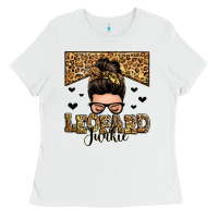 White leopard junkie messy bun Ladies Tee - Zillion Design Studio