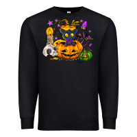 Black Black cat pumpkin Premium Sweatshirt - NancyCooperArtShop