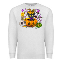 Oatmeal Heather Black cat pumpkin Premium Sweatshirt - NancyCooperArtShop