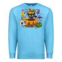 Ocean Blue Black cat pumpkin Premium Sweatshirt - NancyCooperArtShop