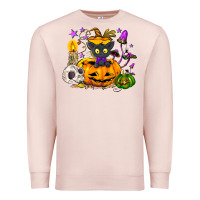 Pale Pink Black cat pumpkin Premium Sweatshirt - NancyCooperArtShop