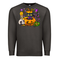 Smoke Black cat pumpkin Premium Sweatshirt - NancyCooperArtShop