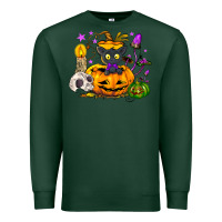 Sports Green Black cat pumpkin Premium Sweatshirt - NancyCooperArtShop