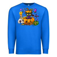 True Royal Black cat pumpkin Premium Sweatshirt - NancyCooperArtShop