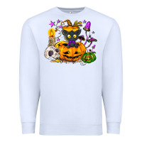 White Black cat pumpkin Premium Sweatshirt - NancyCooperArtShop