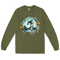 Army Green just breathe Long Sleeve Tee - MaliasSmallBusiness