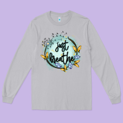Just Breathe Long Sleeve Tee Designed By Maliassmallbusiness