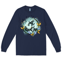 Navy just breathe Long Sleeve Tee - MaliasSmallBusiness