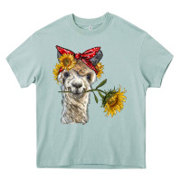 Arona alpaca with sunflowers and bandana Heavy Core Tee - BarkalooDesign
