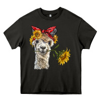 Asphalt alpaca with sunflowers and bandana Heavy Core Tee - BarkalooDesign