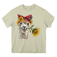 Mossy alpaca with sunflowers and bandana Heavy Core Tee - BarkalooDesign