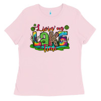 Bubblegum Pink living on lake time Ladies Tee - Zillion Design Studio