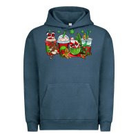 Pigment Midnight Navy christmas santa claus coffee cups Urban Hoodie - OliviaCreatesArt