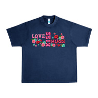 Navy floral love and kiss Urban Heavy Tee - AdoDesignShop