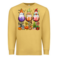 Antique Gold Hallothanksmas wine glasses and gnomes Premium Sweatshirt - texasbilliewilder