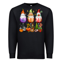 Black Hallothanksmas wine glasses and gnomes Premium Sweatshirt - texasbilliewilder