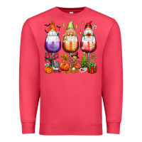 Cardinal Hallothanksmas wine glasses and gnomes Premium Sweatshirt - texasbilliewilder