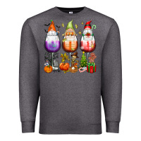 Charcoal Heather Hallothanksmas wine glasses and gnomes Premium Sweatshirt - texasbilliewilder
