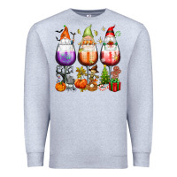 Heather Grey Hallothanksmas wine glasses and gnomes Premium Sweatshirt - texasbilliewilder