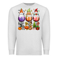 Oatmeal Heather Hallothanksmas wine glasses and gnomes Premium Sweatshirt - texasbilliewilder