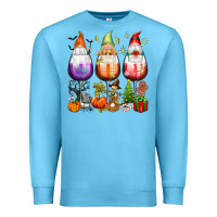 Ocean Blue Hallothanksmas wine glasses and gnomes Premium Sweatshirt - texasbilliewilder
