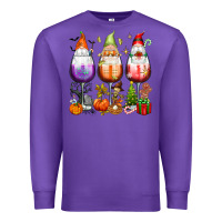 Purple Hallothanksmas wine glasses and gnomes Premium Sweatshirt - texasbilliewilder