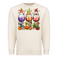 Sandshell Hallothanksmas wine glasses and gnomes Premium Sweatshirt - texasbilliewilder