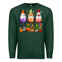 Sports Green Hallothanksmas wine glasses and gnomes Premium Sweatshirt - texasbilliewilder