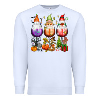 White Hallothanksmas wine glasses and gnomes Premium Sweatshirt - texasbilliewilder